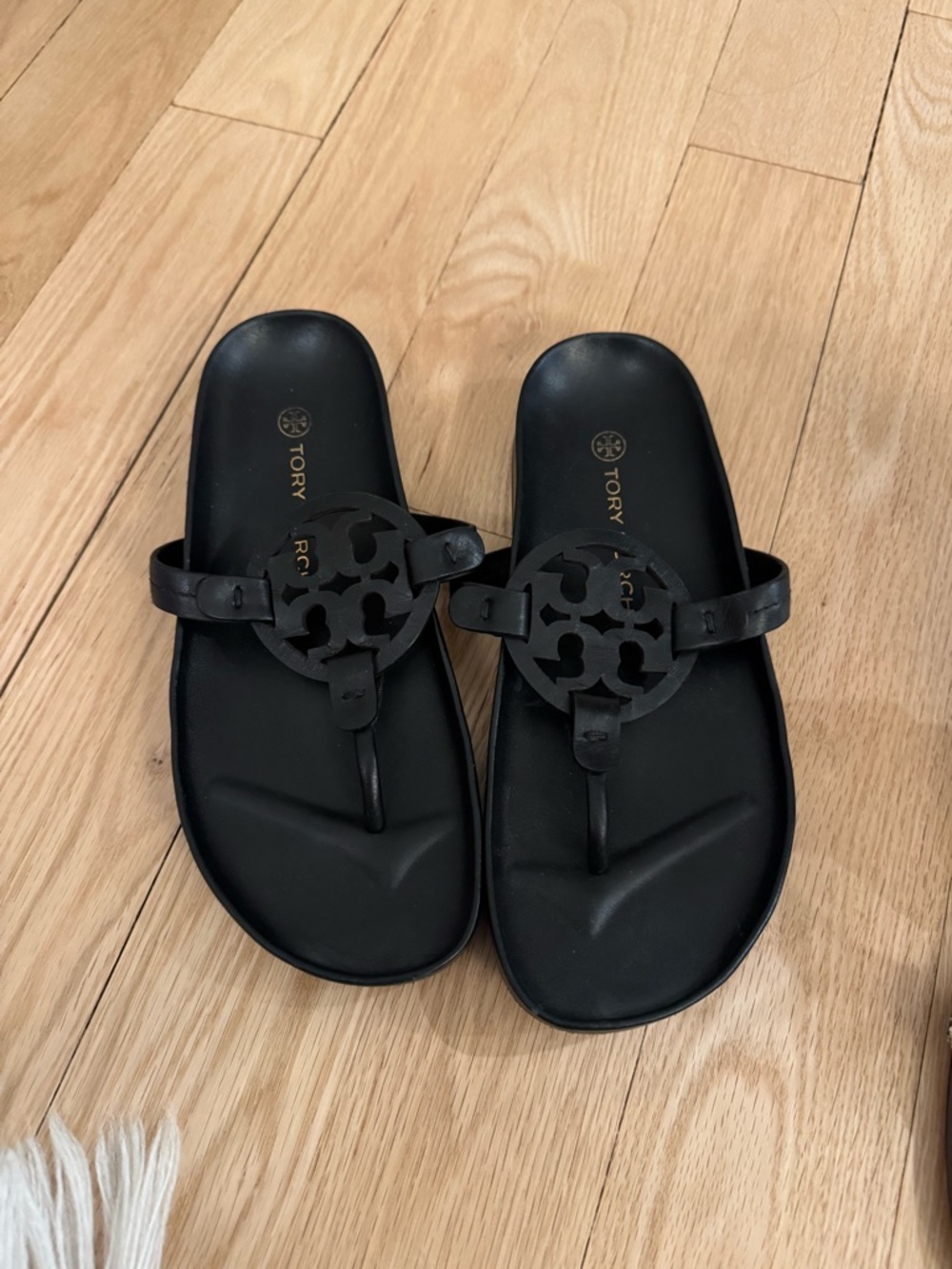 Tory Burch Black Miller Logo Thong Sandals
